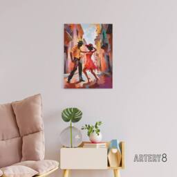 "Artery8 Salsa Street Dance Mambo Colourful Canvas Wall Art Print - Size: W18"" x H24""" - thumbnail 3