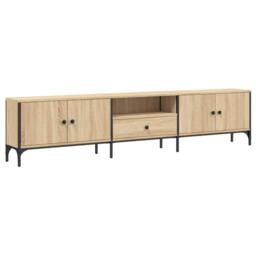 Berkfield Home TV Cabinet with Drawer Sonoma Oak 200x25x44 cm Engineered Wood in Natural - Size: 200 x 25 x 44 cm - thumbnail 3