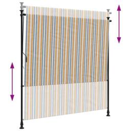Berkfield Home Outdoor Roller Blind Yellow & White 150x270 cm Fabric&Steel - thumbnail 6