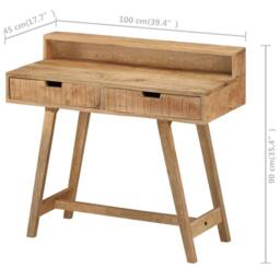 Berkfield Home Desk 100x45x90 cm Solid Rough Mango Wood in Brown - Size: 100 x 45 x 90 cm - thumbnail 9