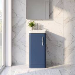 Balterley Handsacre Contemporary 1 Door Vanity Basin Unit, Satin Blue, 400mm in Blue - thumbnail 6