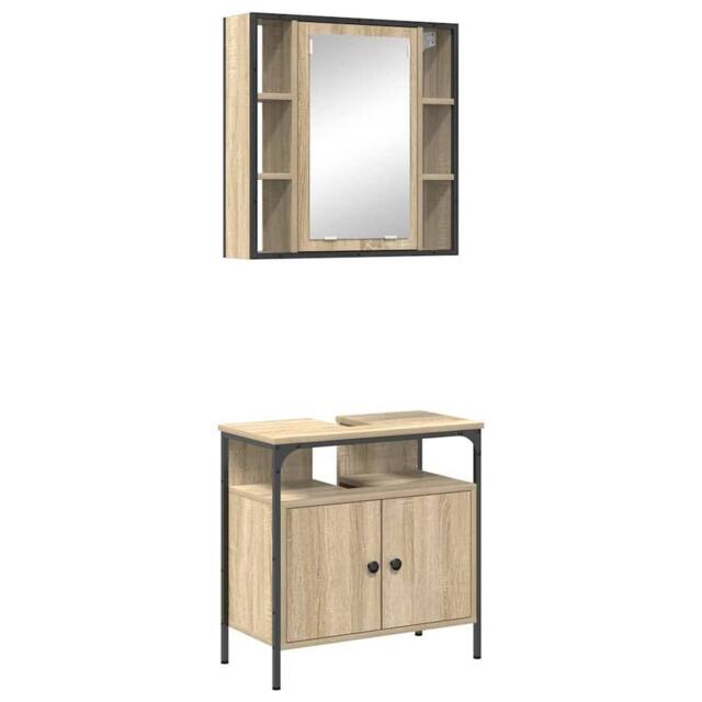 Berkfield Home 2 Piece Bathroom Cabinet Set Sonoma Oak Engineered Wood in Brown - image 1