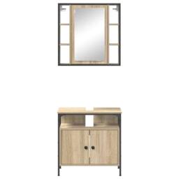 Berkfield Home 2 Piece Bathroom Cabinet Set Sonoma Oak Engineered Wood in Brown - thumbnail 7