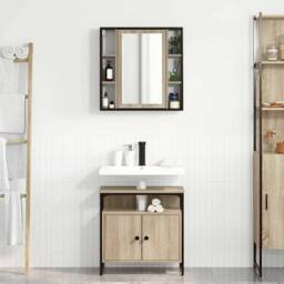 Berkfield Home 2 Piece Bathroom Cabinet Set Sonoma Oak Engineered Wood in Brown - thumbnail 2