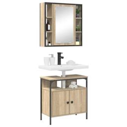 Berkfield Home 2 Piece Bathroom Cabinet Set Sonoma Oak Engineered Wood in Brown - thumbnail 3