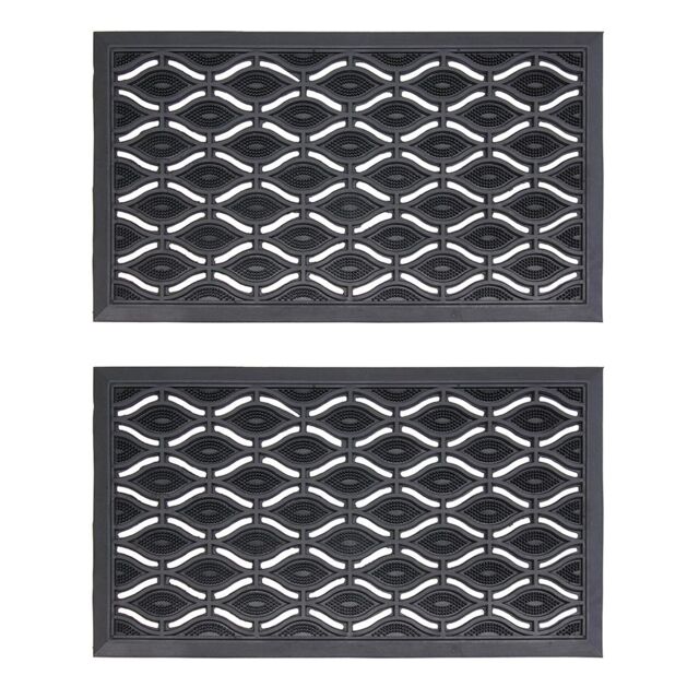 JVL Elipses Eyes Rubber Doormat 40x70cm 2 pack in Black - Size: 40 cm x 70 cm - image 1
