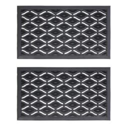 JVL Elipses Eyes Rubber Doormat 40x70cm 2 pack in Black - Size: 40 cm x 70 cm - thumbnail 1