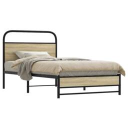 Berkfield Home Elegant Bed Frame without Mattress 90x200 cm Sonoma Oak Engineere in Brown - thumbnail 2