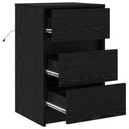 Berkfield Home Bedside Cabinet with LED Lights Black Oak Engineered Wood - thumbnail 5