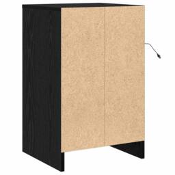 Berkfield Home Bedside Cabinet with LED Lights Black Oak Engineered Wood - thumbnail 8