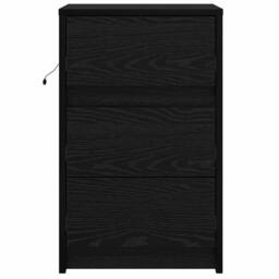 Berkfield Home Bedside Cabinet with LED Lights Black Oak Engineered Wood - thumbnail 6