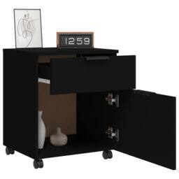 Berkfield Home Mobile File Cabinet with Wheels Black 45x38x54cm Engineered Wood - Size: 45 x 38 x 54 cm - thumbnail 4