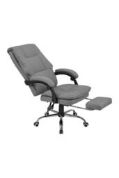 Living and Home Height-Adjustable Ergonomic Office Chair with Plush Seat, 135° Tilt & Footrest in Grey - thumbnail 3