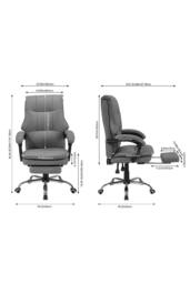 Living and Home Height-Adjustable Ergonomic Office Chair with Plush Seat, 135° Tilt & Footrest in Grey - thumbnail 7