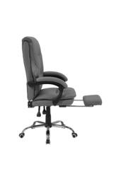 Living and Home Height-Adjustable Ergonomic Office Chair with Plush Seat, 135° Tilt & Footrest in Grey - thumbnail 4