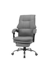 Living and Home Height-Adjustable Ergonomic Office Chair with Plush Seat, 135° Tilt & Footrest in Grey - thumbnail 2