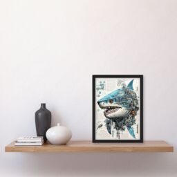 Artery8 Weapons Grade Shark Robot Hybrid Secret Military Schematic Blueprint Futuristic Complex Arcane Manuscript Gift For Him Man Cave Art Print - thumbnail 4