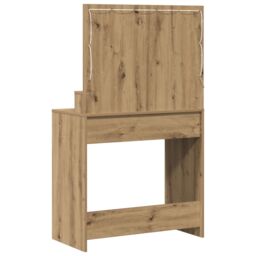 Berkfield Home Dressing Table with LED Lights - Artisan Oak - 79 x 41 x 135 cm in Beige - thumbnail 6
