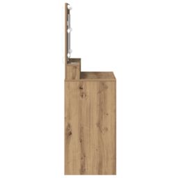 Berkfield Home Dressing Table with LED Lights - Artisan Oak - 79 x 41 x 135 cm in Beige - thumbnail 5
