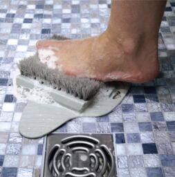 mysmartbuy Bath or Shower Floor Foot Brush - No Bend Grey Silicone Feet Scrubber with Hard-Wearing Bristles & Anti-Slip Suction Cup Base - thumbnail 2