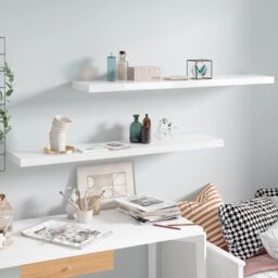 Berkfield Home Floating Wall Shelves 2 pcs High Gloss White 120x23.5x3.8 cm MDF