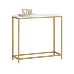 SoBuy Slim Console Table - Marble Effect Top in Gold - thumbnail 4