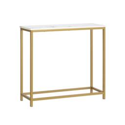 SoBuy Slim Console Table - Marble Effect Top in Gold - thumbnail 3