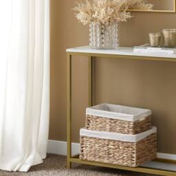 SoBuy Slim Console Table - Marble Effect Top in Gold - thumbnail 6