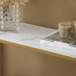 SoBuy Slim Console Table - Marble Effect Top in Gold - thumbnail 8