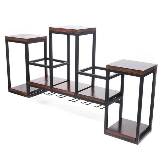 Kelvenix Wall Mounted Wine Rack Wine Bottle Storage in Brown - Size: 0.6m2 - image 1