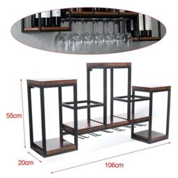 Kelvenix Wall Mounted Wine Rack Wine Bottle Storage in Brown - Size: 0.6m2 - thumbnail 2