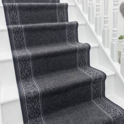 runrug Stair Runner Carpet - Durable, Non-Slip, 5.4mm - 'St Tropez' in Dark Grey - Size: 100 cm x 720 cm - thumbnail 1