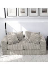 Groundlevel Camden 2 Seater Velvet Sofa in Natural - thumbnail 2