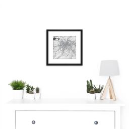 Artery8 Map Pigot 1819 Manchester Salford England Plan Chart 8X8 Inch Square Wooden Framed Wall Art Print Picture with Mount in Black - thumbnail 2
