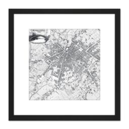 Artery8 Map Pigot 1819 Manchester Salford England Plan Chart 8X8 Inch Square Wooden Framed Wall Art Print Picture with Mount in Black - thumbnail 1