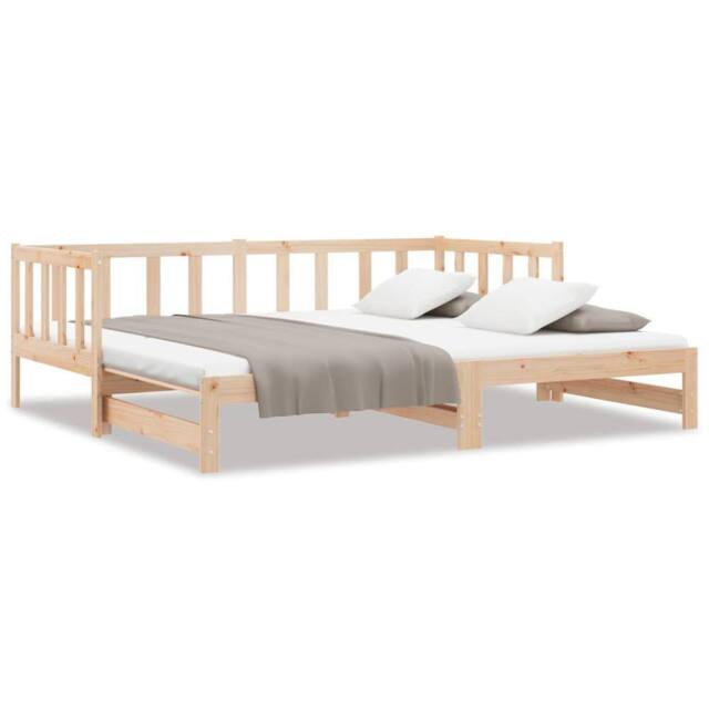 Berkfield Home Day Bed with Trundle 90x200 cm Solid Wood Pine in Natural - image 1