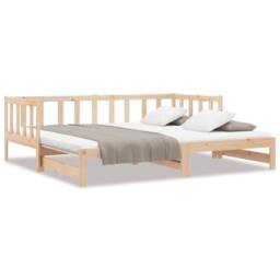Berkfield Home Day Bed with Trundle 90x200 cm Solid Wood Pine in Natural - thumbnail 1