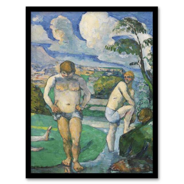 Artery8 Bathers at Rest Oil Painting Paul Cezanne Framed Wall Art Print - Size: A4 - image 1