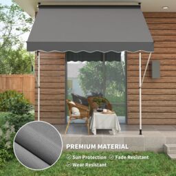 OUTSUNNY 3 x 1.5m Patio Adjust Awning Floor, Retractable Shade UV Protective in Grey - thumbnail 4