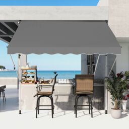 OUTSUNNY 3 x 1.5m Patio Adjust Awning Floor, Retractable Shade UV Protective in Grey - thumbnail 1