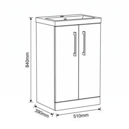 Balterley Modern Bathroom 2 Soft Close Door Vanity Unit Basin, Satin Grey, 500mm in Grey - thumbnail 5