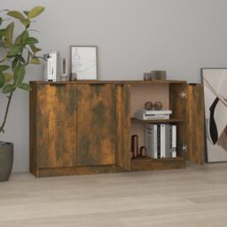 Berkfield Home Sideboards 2 pcs Smoked Oak 60x30x70 cm Engineered Wood in Brown - Size: 60 x 30 x 70 cm
