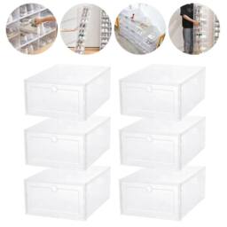 FLAVORA 12PC Stackable Clear Plastic Foldable Shoe Organiser Box for Trainers - thumbnail 2