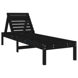 Berkfield Home Sun Loungers 2 pcs Black 199.5x60x74 cm Solid Wood Pine - thumbnail 1
