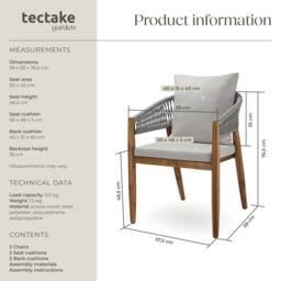 tectake Garden Chair Manacor in Beige - Size: 6 Person - thumbnail 6
