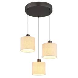 Netlighting Thea Cluster Pendant Matt Gunmetal Linen Cream Shade LED 3000K in Grey