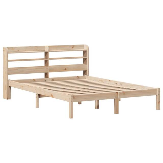 Berkfield Home Beautiful Bed Frame without Mattress 135x190 cm Double Solid Wood Pine in Natural - image 1