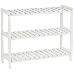 HOMCOM 3-Tier Shoe Rack Wood Frame Slatted Shelves Open Hygienic Storage in White - thumbnail 2