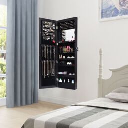 Costway Wall/Door Mounted Jewelry Armoire Organizer Full-length Mirror Storage Cabinet in Black - thumbnail 5