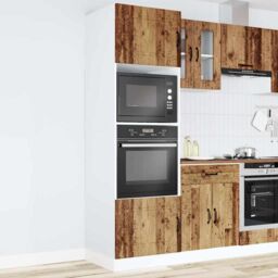 Berkfield Home Oven Cabinets 2 pcs Lucca Old Wood Engineered Wood in Brown - thumbnail 3